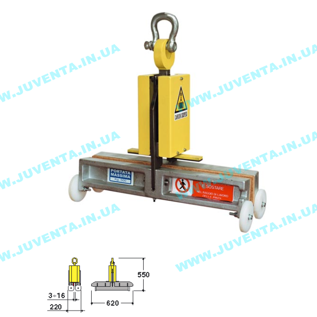 Пінза PZ 3/16: товщина листа 3 до 16 мм. Вантажопідйомність - до 500 кг RBB Imola (Італія)